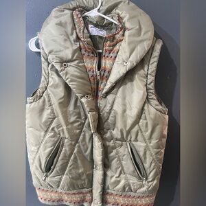 Vintage Andy John’s Quilted Vest with Patterned Trim
